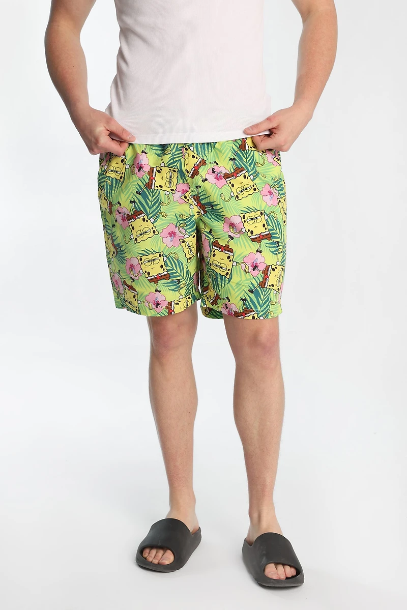 SpongeBob Floral Swim Shorts 7"