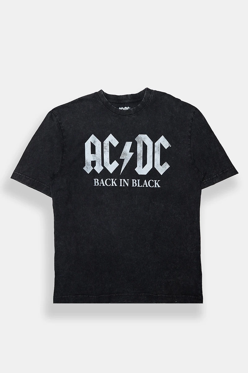 T-shirt surdimensionné délavé imprimé AC/DC homme