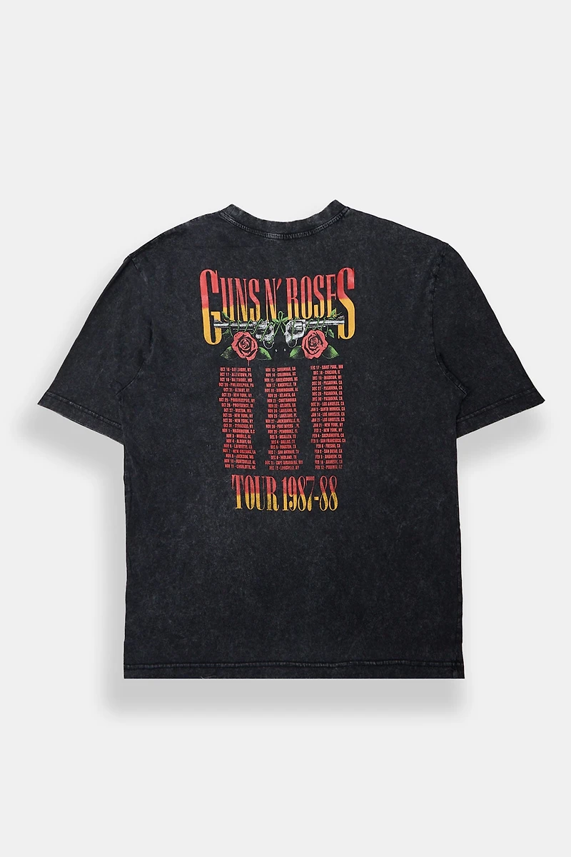 T-shirt surdimensionné délavé imprimé Guns N' Roses homme