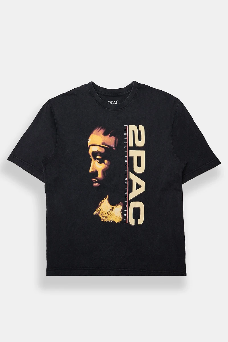 T-shirt surdimensionné délavé imprimé 2Pac homme