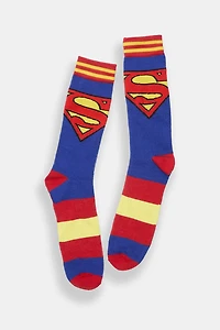 Superman Logo Printed Jacquard Crew Socks