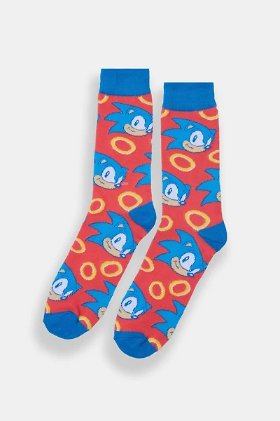 Mens Sonic The Hedgehog Jacquard Crew Socks