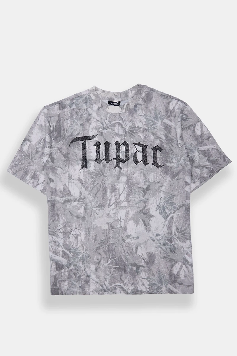 T-shirt camouflage arbres imprimé Tupac homme