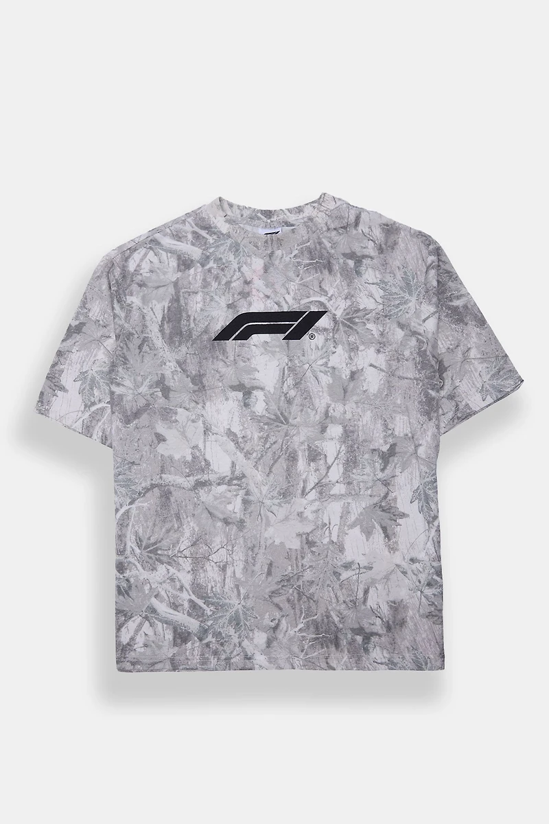 T-shirt camouflage arbres imprimé logo F1 homme