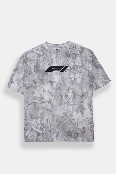 T-shirt camouflage arbres imprimé logo F1 homme