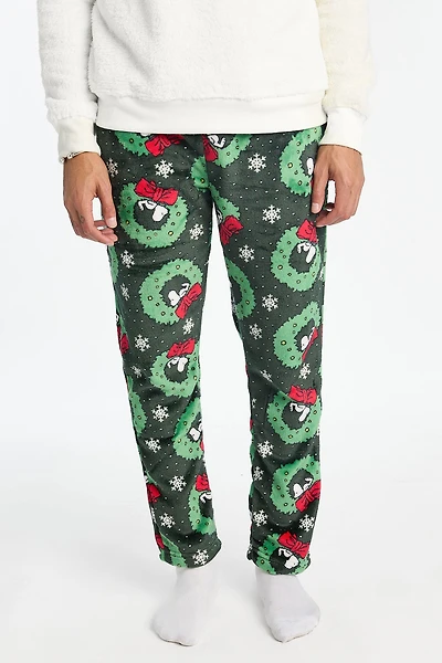 Pantalon de pyjama en peluche couronne Noël Peanuts Snoopy homme