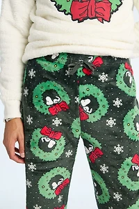 Pantalon de pyjama en peluche couronne Noël Peanuts Snoopy homme