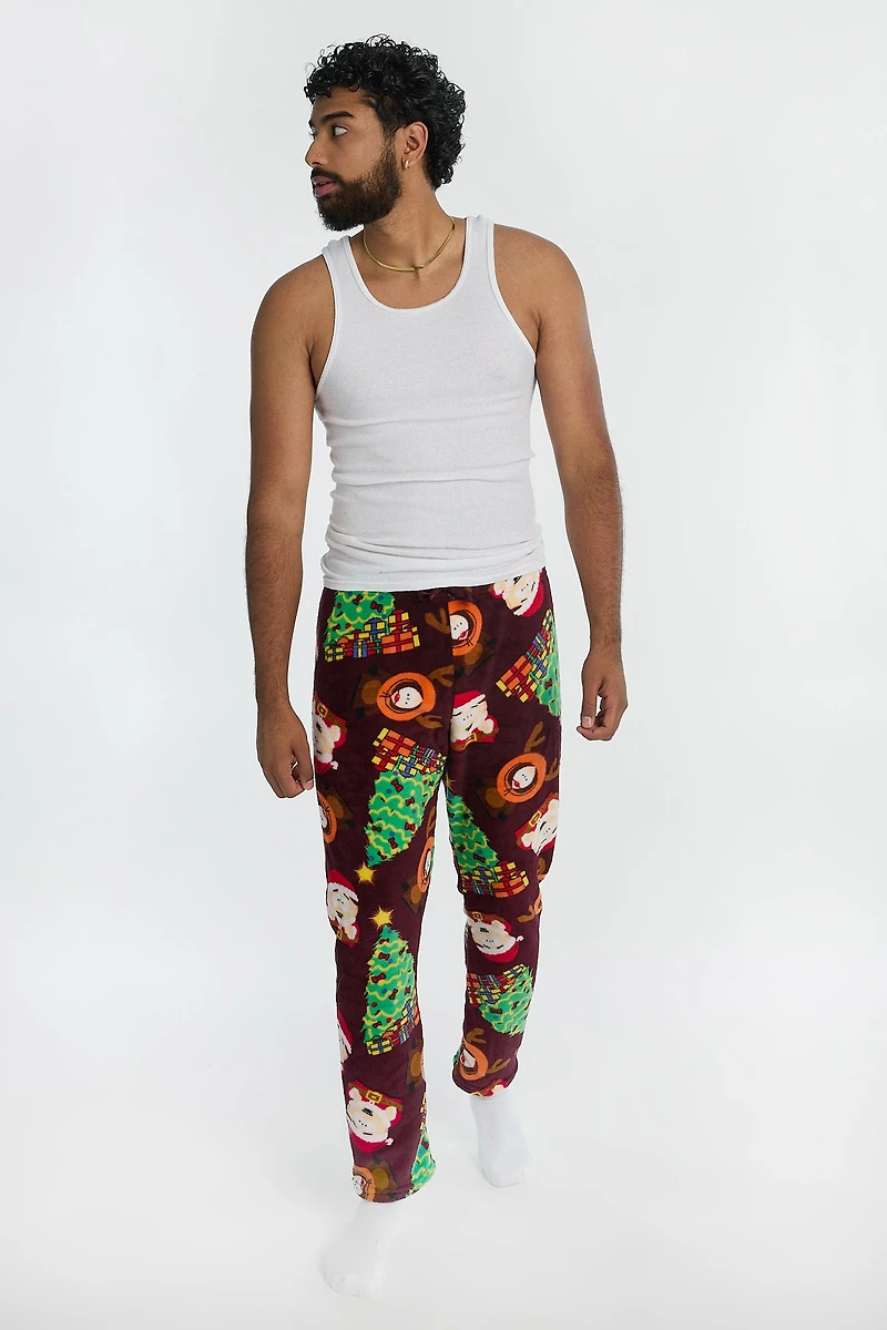 Mens South Park Holiday Plush Pajama Pant