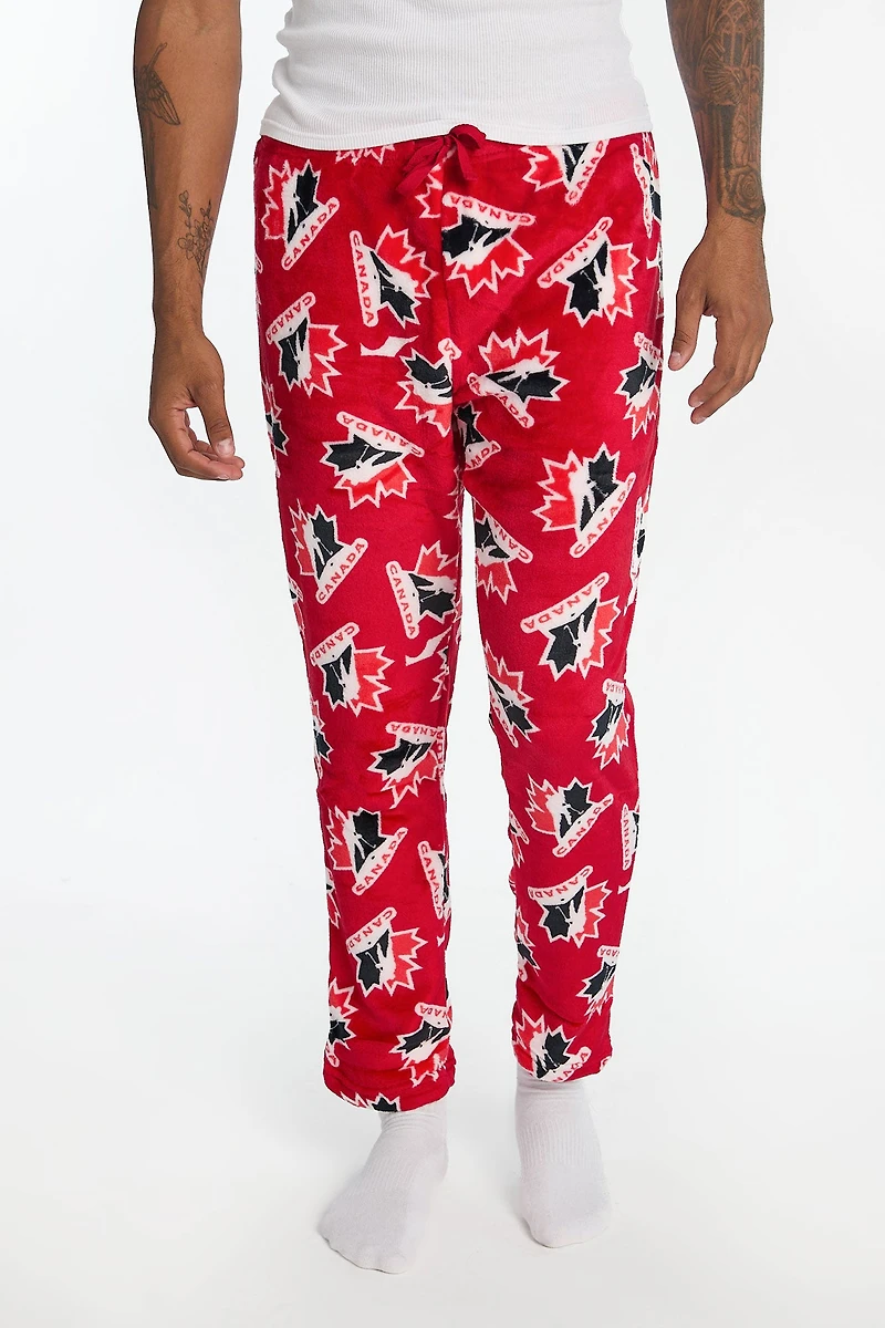 Pantalon de pyjama en peluche imprimé logo Team Canada homme