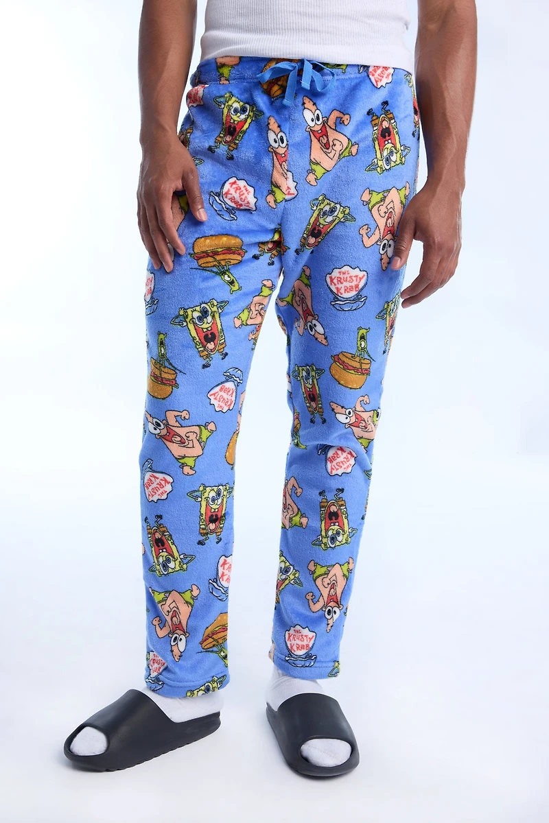 Mens Krusty Krab Plush Pajama Pant