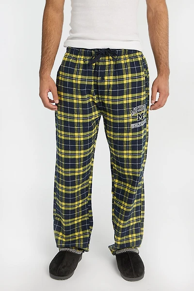 Mens Michigan Wolverines Varsity Plaid Pajama Pant