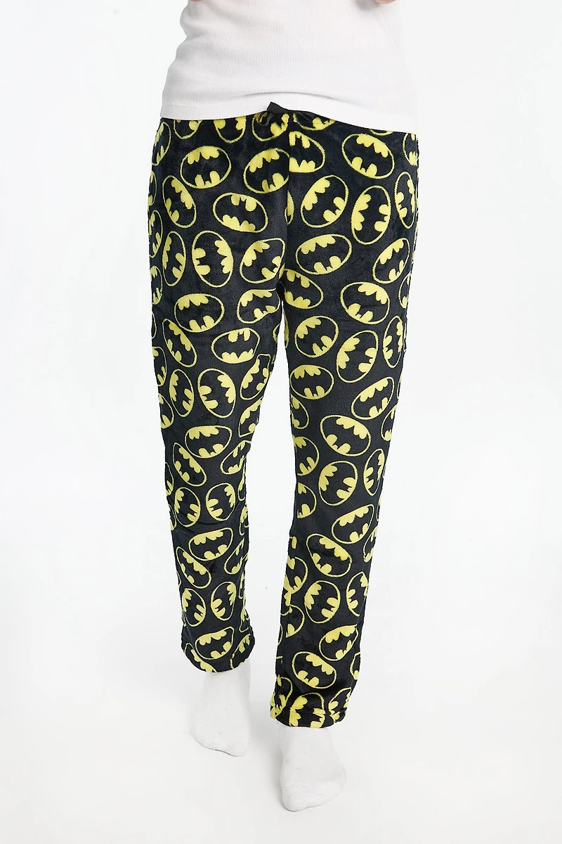 Mens Batman Logo Plush Pajama Pant