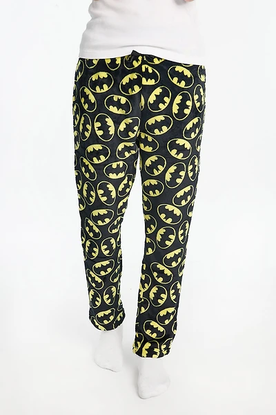 Mens Batman Logo Plush Pajama Pant