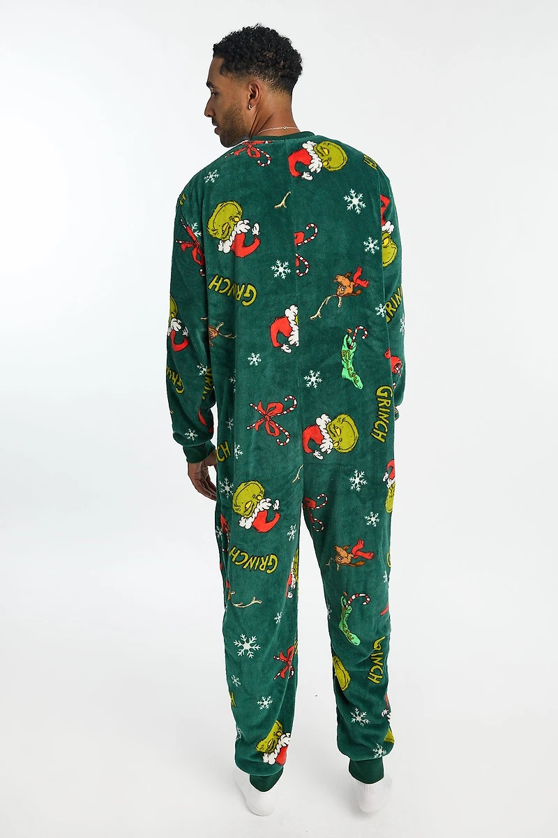 Combinaison pyjama imprimé flocons de neige The Grinch homme