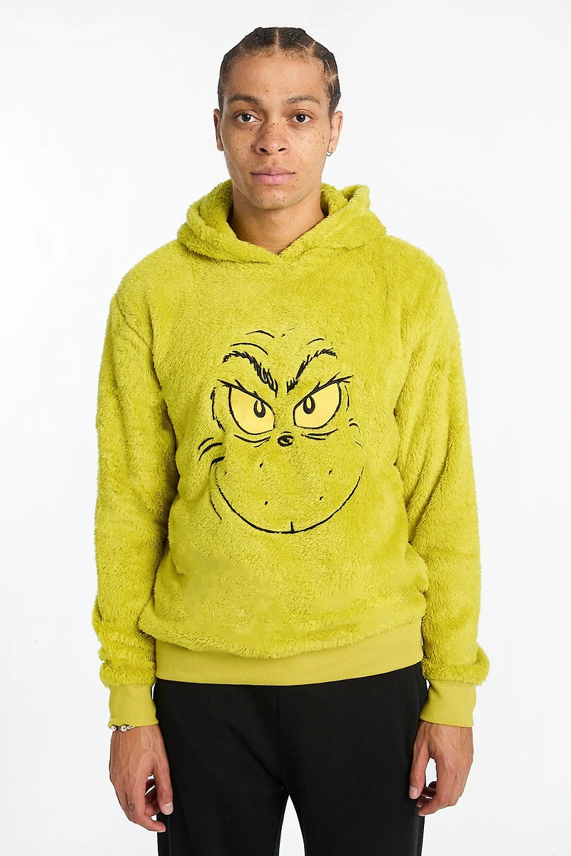 Mens The Grinch Green Sherpa Hoodie