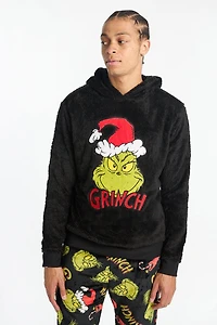 Haut à capuchon en sherpa noir The Grinch homme