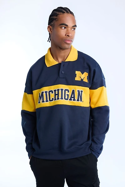 Sweatshirt à col polo bicolore Michigan homme