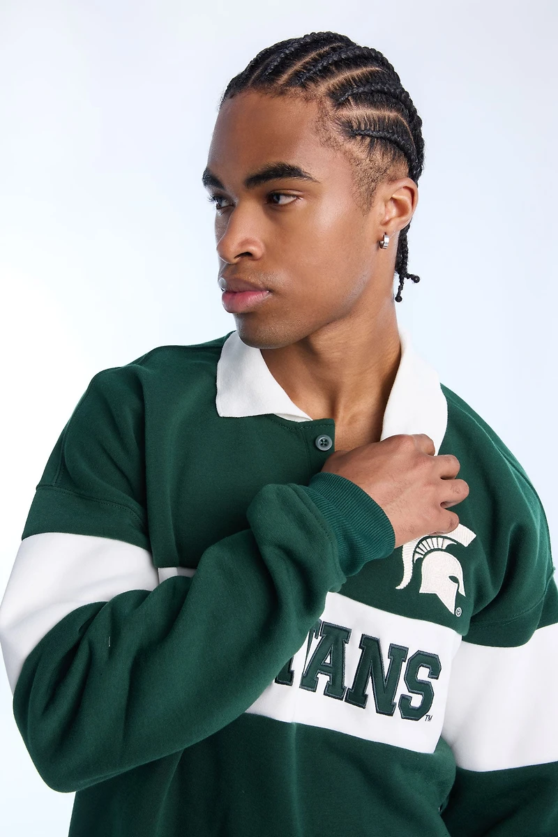 Mens Spartans Colour Block Polo Sweatshirt