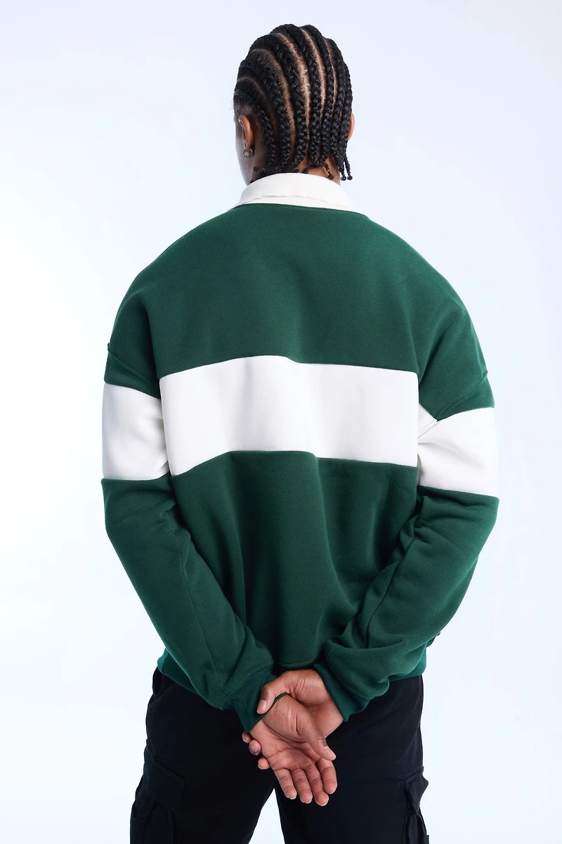 Mens Spartans Colour Block Polo Sweatshirt