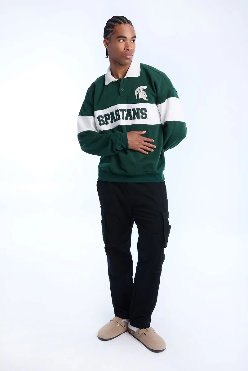 Mens Spartans Colour Block Polo Sweatshirt