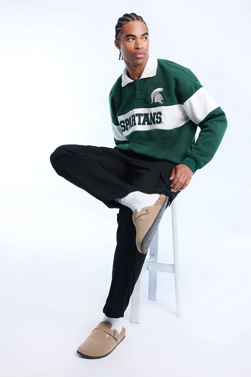 Mens Spartans Colour Block Polo Sweatshirt