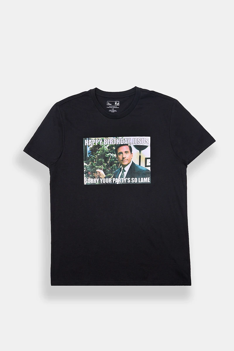 Mens The Office Happy Birthday Jesus Graphic T-Shirt