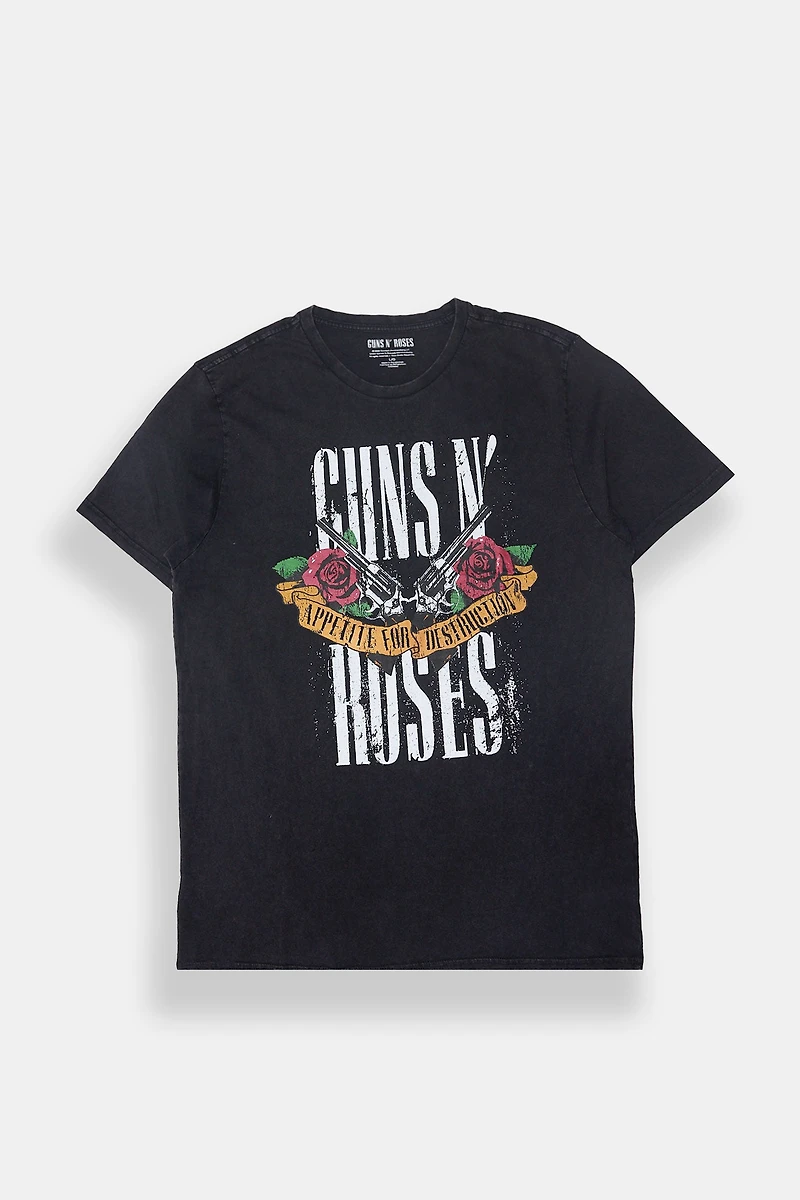 T-shirt délavé imprimé Guns N' Roses homme
