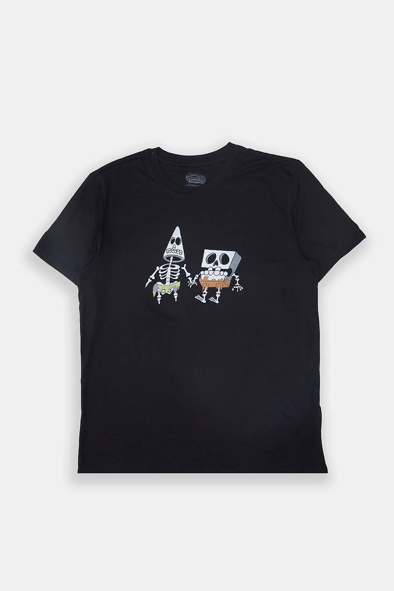 T-shirt imprimé Bob l'éponge et Patrick squelettes homme
