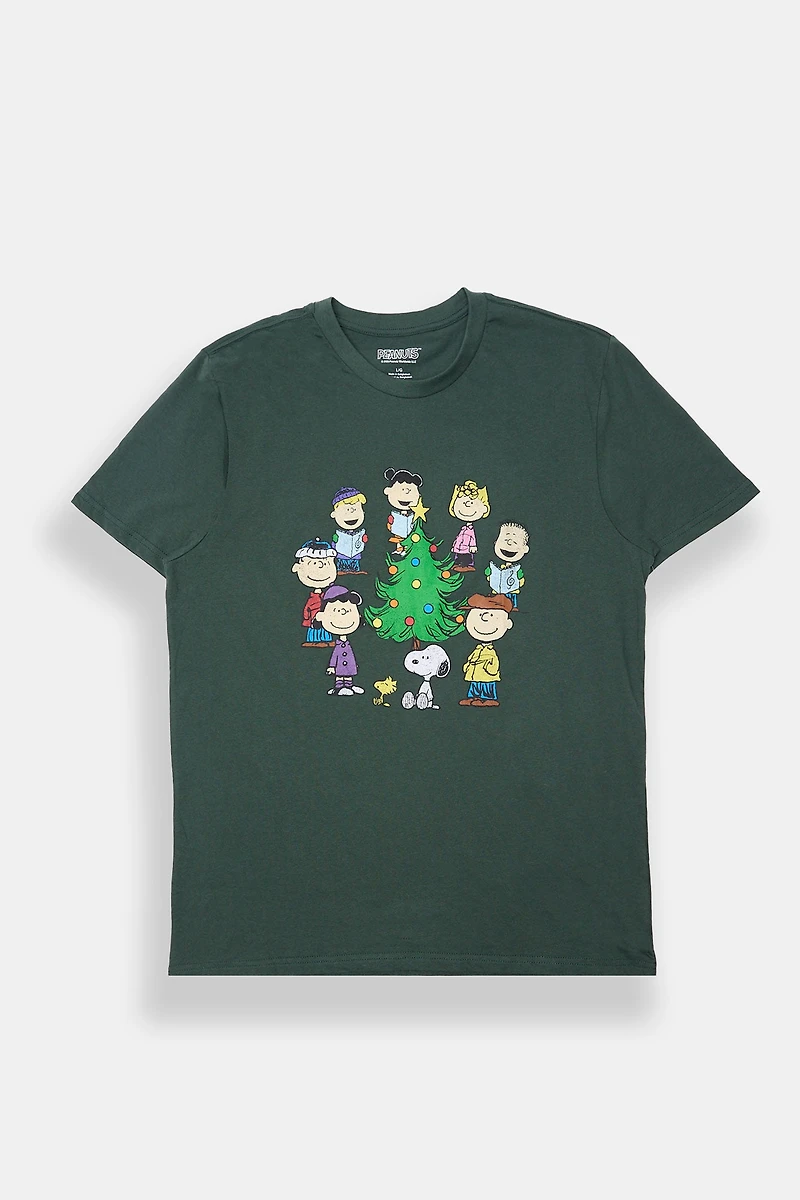 T-shirt imprimé sapin de Noël Peanuts homme