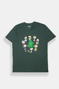 T-shirt imprimé sapin de Noël Peanuts homme