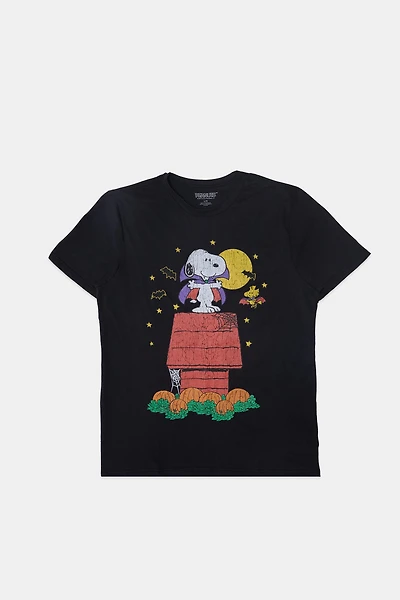 Mens Snoopy & Woodstock Vampire Graphic T-Shirt