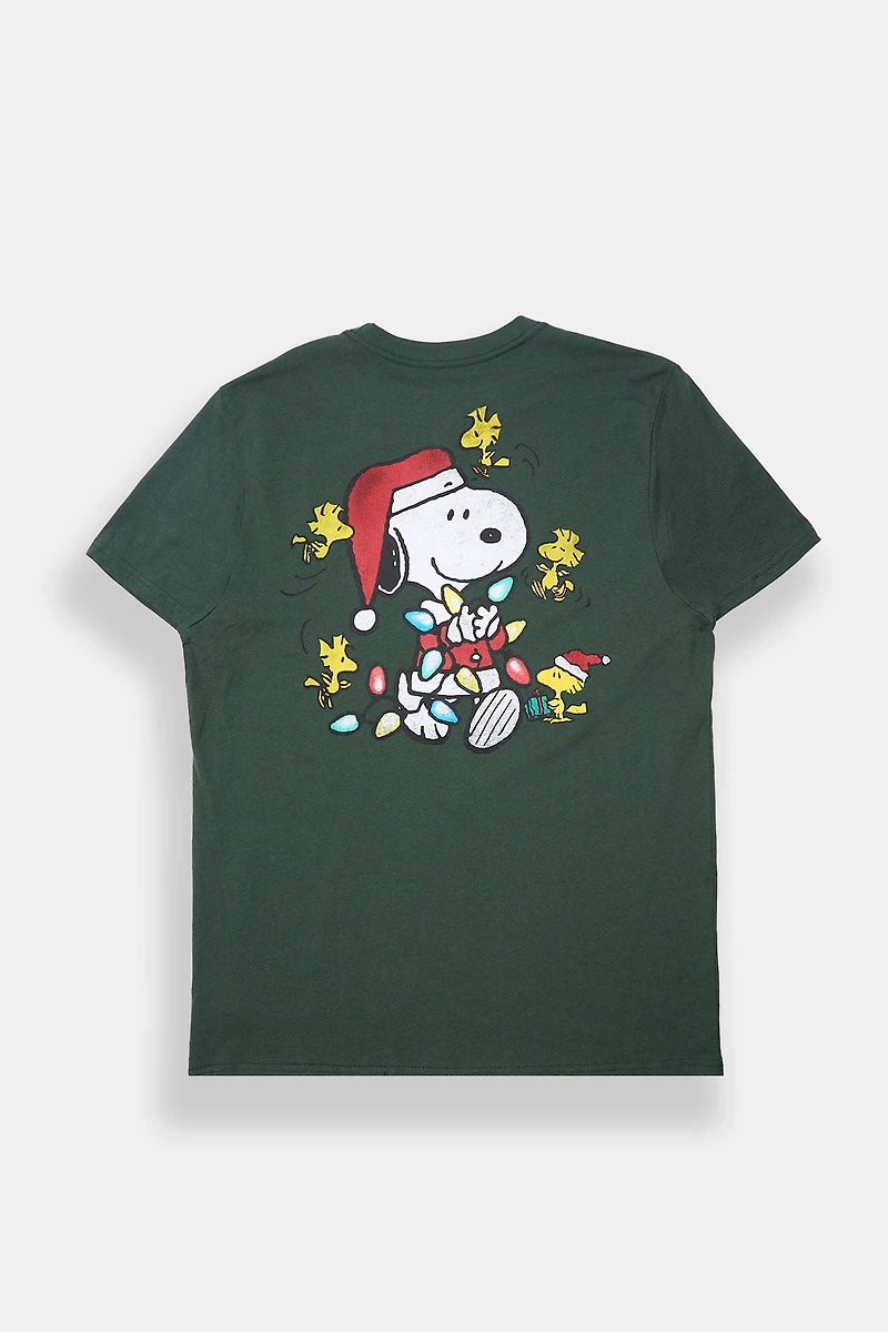 Mens Peants Snoopy & Woodstock Embroidered T-Shirt