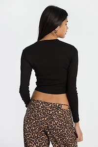 T-shirt court à manches longues et col ras-du-cou AERO