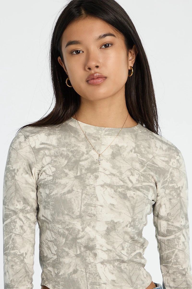 T-shirt court à manches longues et col ras-du-cou AERO