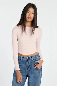 T-shirt court à manches longues et col ras-du-cou AERO