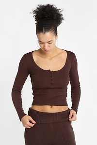 T-shirt ajusté à col Henley manches longues AERO