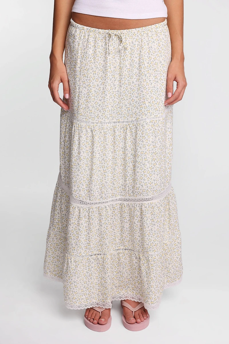 AERO Lace Trim Maxi Skirt