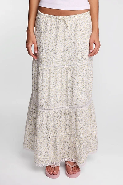 AERO Lace Trim Maxi Skirt