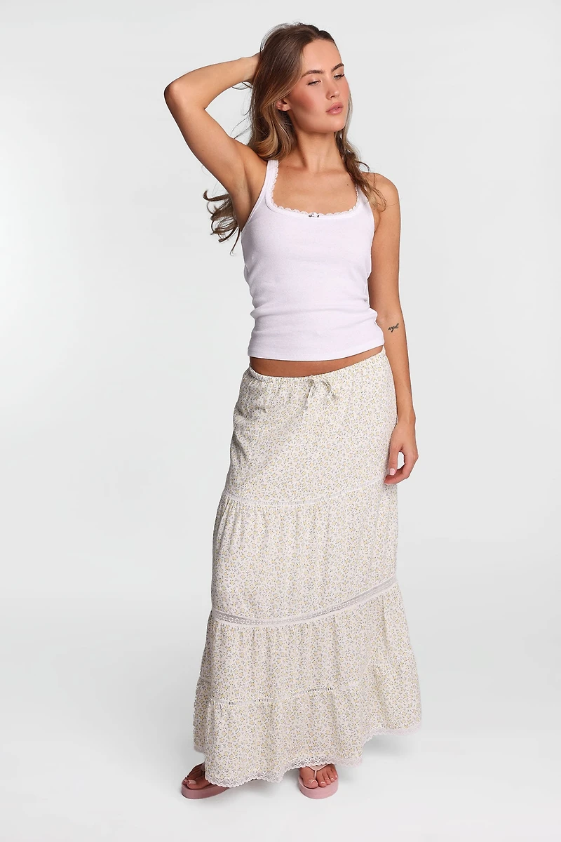 AERO Lace Trim Maxi Skirt