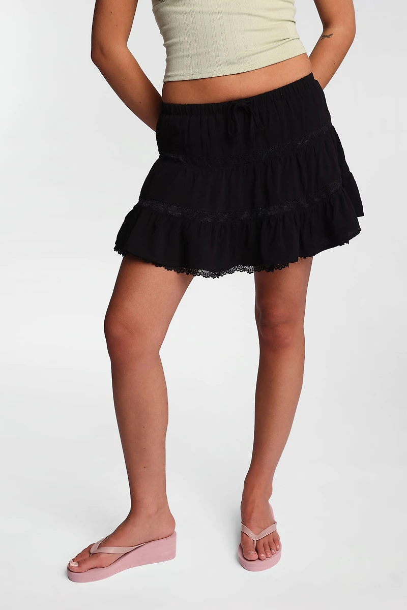 AERO Lace Trim Mini Skirt