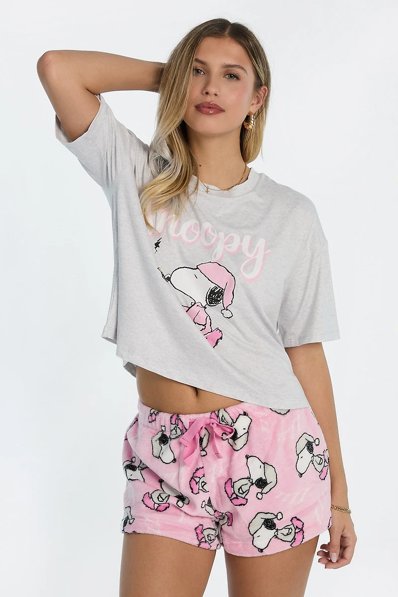 Peanuts Snoopy Candle 2-Piece Pajama Tee & Shorts Set
