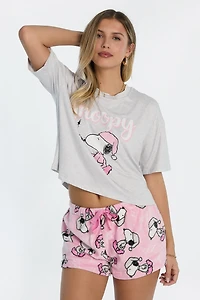 Peanuts Snoopy Candle 2-Piece Pajama Tee & Shorts Set