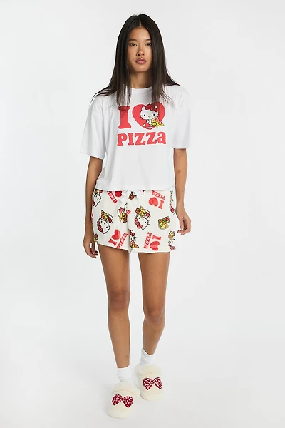Hello Kitty I Love Pizza 2-Piece Pajama Tee & Shorts Set