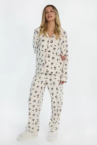 Snoopy Bows Velour 2-Piece Pajama Shirt & Pant Set