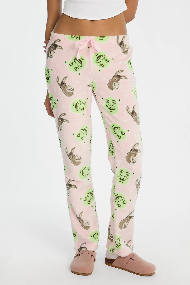 Pantalon de pyjama en peluche imprimé Shrek et Donkey