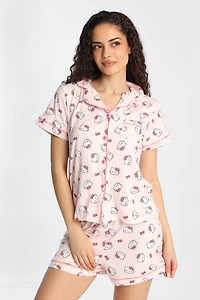 Ensemble chemise et short pyjama imprimé Hello Kitty