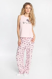 Hello Kitty Ribbed Pajama Tank Top And Pants 2-Piece Set