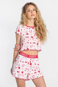 Peanuts Snoopy Heart Super Soft Pajama Tee And Boxer Shorts 2-Piece Set