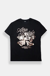AERO Gold Butterfly Graphic Boyfriend Tee