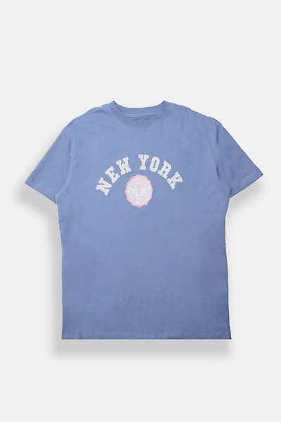 T-shirt coupe boyfriend crête AERO New York City brodé